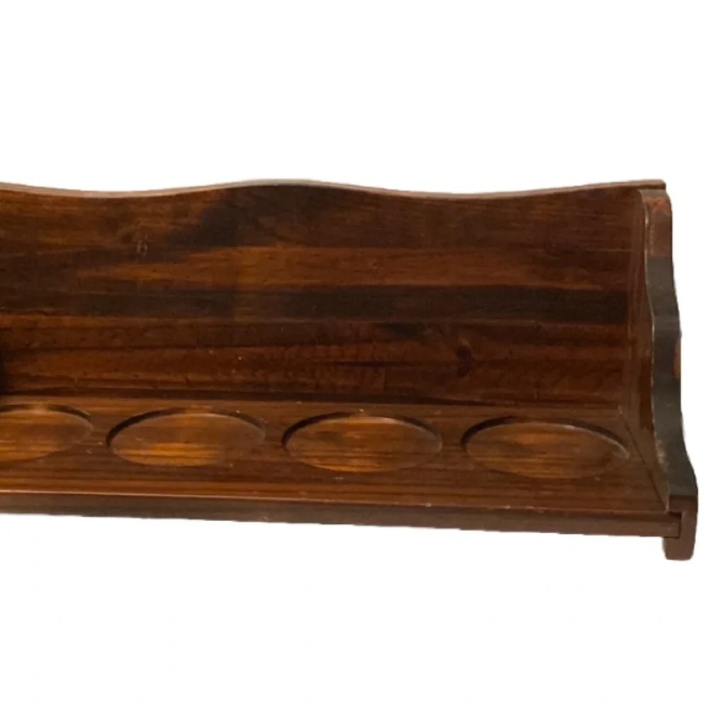 Wall mounted pine shelf beer mugs holder removable tray